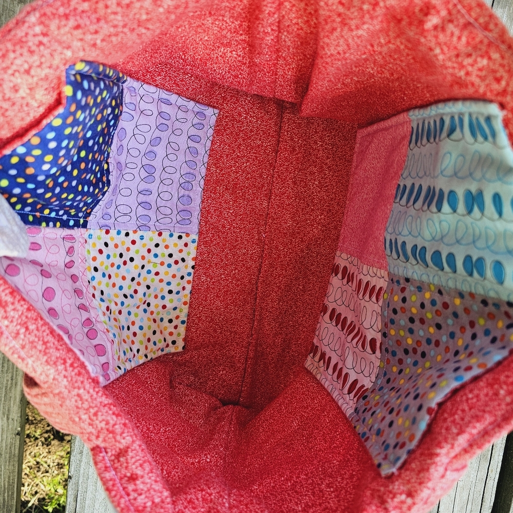 Handmade Large Sock Monkey Tote Bag with Pockets - Picture 5 of 9